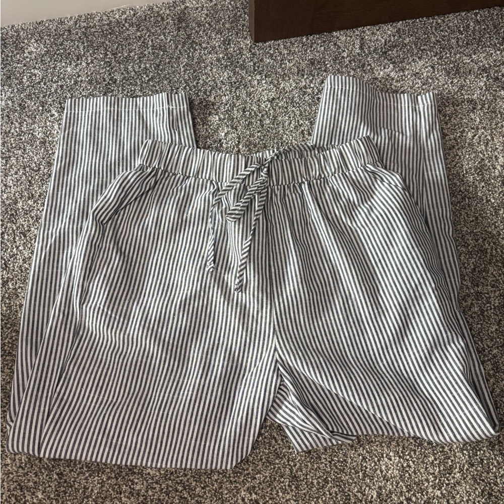 Blue and White Striped Pants
